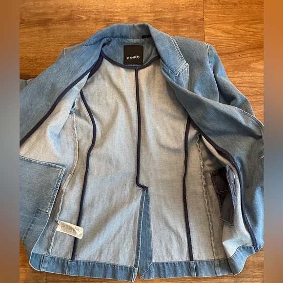 Pinko Double Breasted Denim “Jane 1” Blazer - Picture 4 of 9